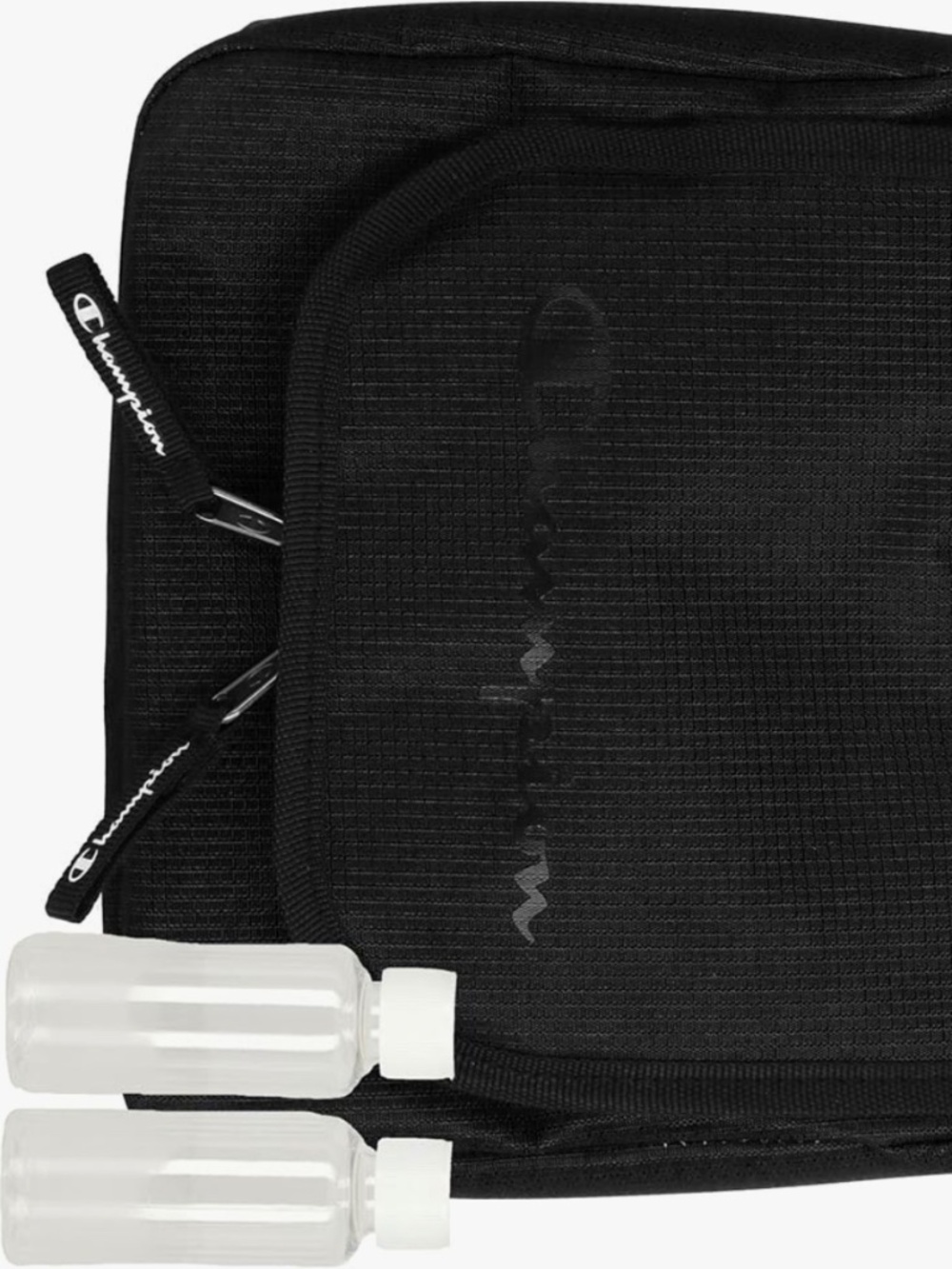 NWT Champion Travel Hanging Toiletry Bag Makeup Organizer Black (+ 2 Bottles)